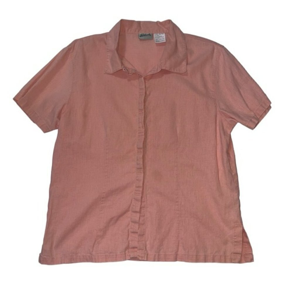 Penmans Vintage Peach Short Sleeves Linen Blend Button Up Shirt US L